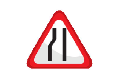 Left Lane Narrow - Direction Signs