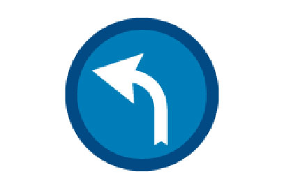 Turn Left Ahead - Direction Signs