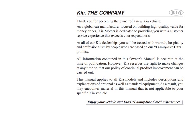 Kia Carens Owner's Manual