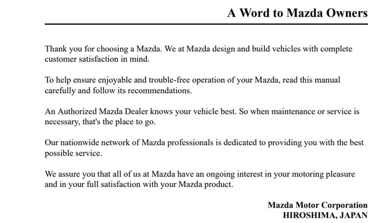 Mazda 6 Owner's Manual